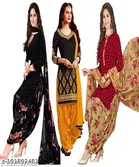 Crepe Printed Unstitched Suits for Women, Pack of 3 