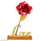 Gold Plated Rose Flower with Love Stand Gift 