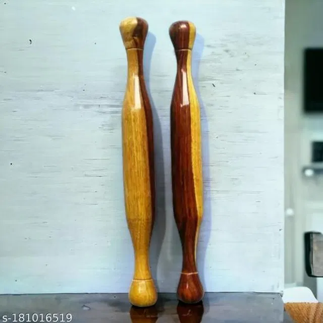 Wooden Rolling Pin (Brown, Pack of 2)