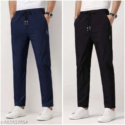 Cotton Pants for Men, Black, Pack of 2 (30)
