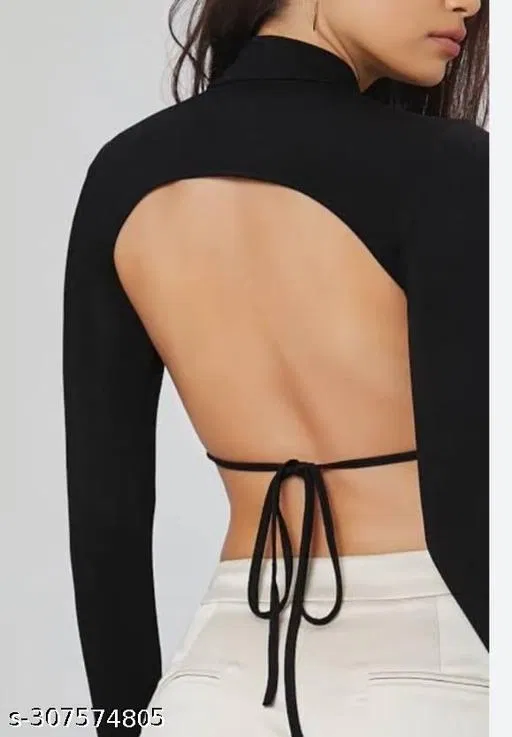 Lycra Top for Women, Black (S)