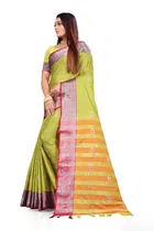 शारदा क्रिएशन कॉटन एम्बेलिशड साड़ी विद ब्लाउज 