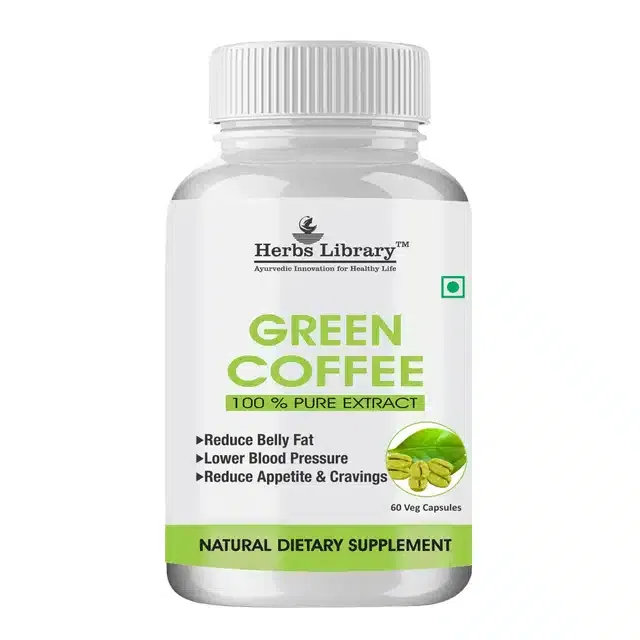 Herbs Library Green Coffee Beans Extracts Fat Burner Capsules (Pack of 60)