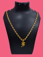 Alloy Gold Plated Pendant with Chain for Men & Women (Gold)