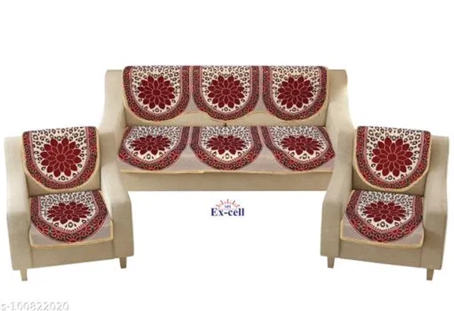Polycotton 5 Seater Sofa Covers (Maroon, Set of 1)