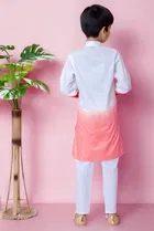 Cotton Embroidery Kurta with Payjama for Boys, Pink & White 