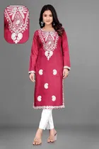 Rayon Slub Embroidered Kurti for Women 