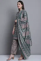 Cotton Blend Printed Salwar Suit for Women 