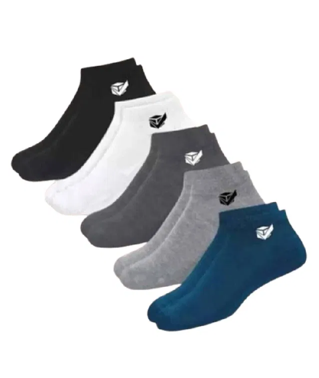 Ankle Length Socks (Multicolor, Free Size) (Set of 5)