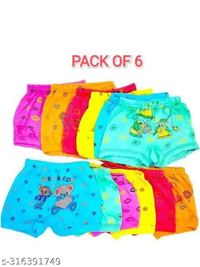 Cotton Innerwear Shorts for Kids (Multicolor, 5-6 Years) (Pack of 6)