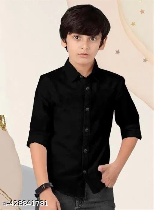Solid Cotton Kurta Set for Boys (Black, 4-5 Years)