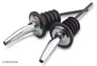 Stainless Steel Oil Pourer, Silver & Black, Pack of 2