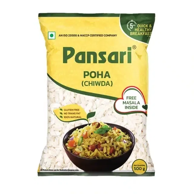 Pansari Poha (Chiwda) 500 g + Free Masala Inside