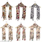 Chiffon Scarves for Women, Multicolor, Pack of 6