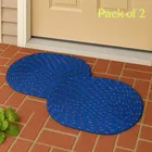 Status oval braided door mat 30x45cm Pack of 2 Blue