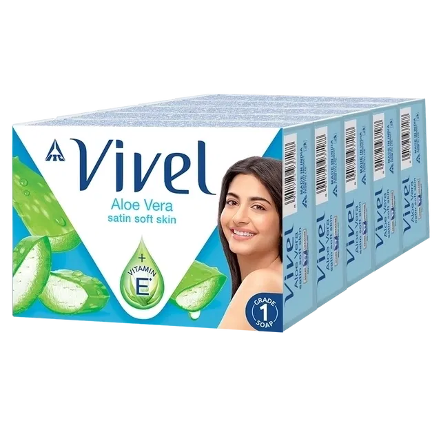 विवेल एलोवेरा बाथिंग सोप 5X90 g (पैक ऑफ 4+1)