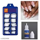 Artificial Nails with Glue (White, Set of 2)