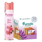 Purodo Air Freshener Spray 220ml Rose Bliss + Air Freshner Blocks Lavender, Jasmine, Sandal & Rose 4X50g