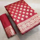 Litchi Silk Zari Woven Saree for Women, Red 