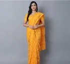 Net Solid Saree for Women 