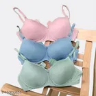 Chiffon Solid Bra for Women & Girls, Multicolour, Pack of 3 