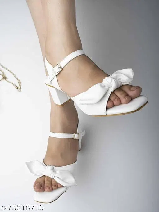 Shoetopia White Stiletto Open Toe Heels (IND-7)