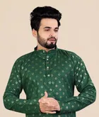 Cotton Blend Printed Kurta for Men 