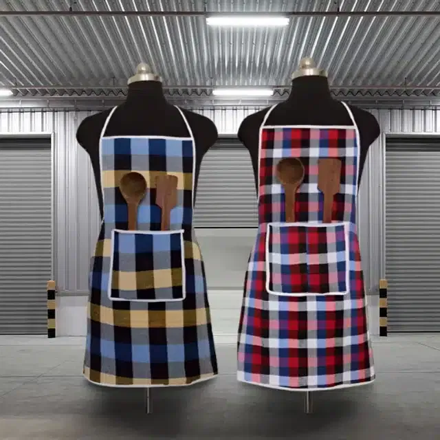 Cotton Kitchen Aprons (Multicolor, Pack of 2)
