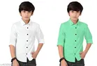 Solid Cotton Blend Long Sleeve Shirt for Boys 