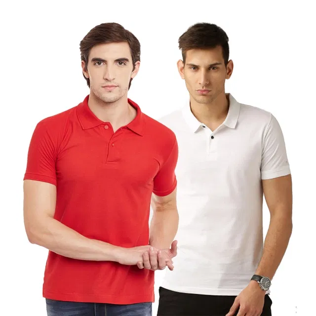 Polo T-shirts for Men, Pack of 2 (Multicolor, S)