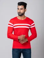 Cotton Blend Round Neck T-shirt for Men, Red 