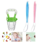 Combo of Silicone 2 Pcs Feeding Spoon & Fruit Nibbler for Baby (Multicolor, Set of 3)