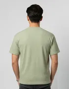 Polyester Round Neck T-shirt for Men, Green 