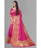 Litchi Silk Woven Design Saree for Women, Pink 