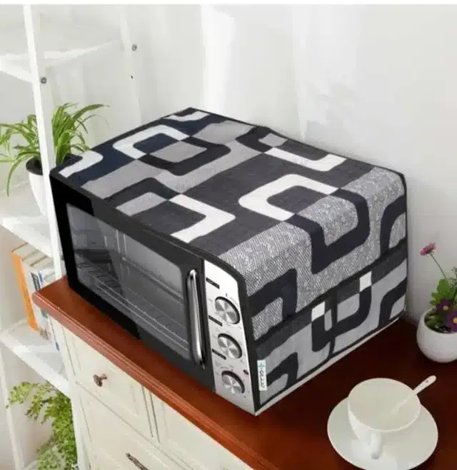 Knit Printed Oven Top Cover with Side Pockets (Multicolor)