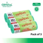 Crystal Garbage Bags 19 X 21 Inches (Medium Size) 30pcs (1 Rolls) Dustbin Bag/Trash Bag - Green Color (Pack of 3)