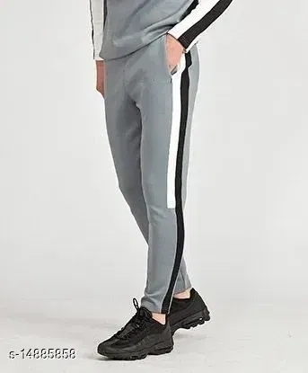Polyester Regular Fit Track Pants for Men (Grey, XL)