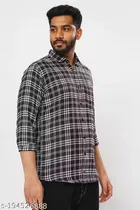 Check Printed Shirt For Men, Black & White 