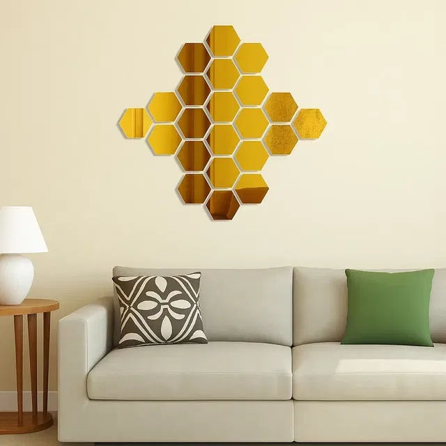 Hexagon Gold Self Adhesive Sticker (127 cm,Pack of 30)