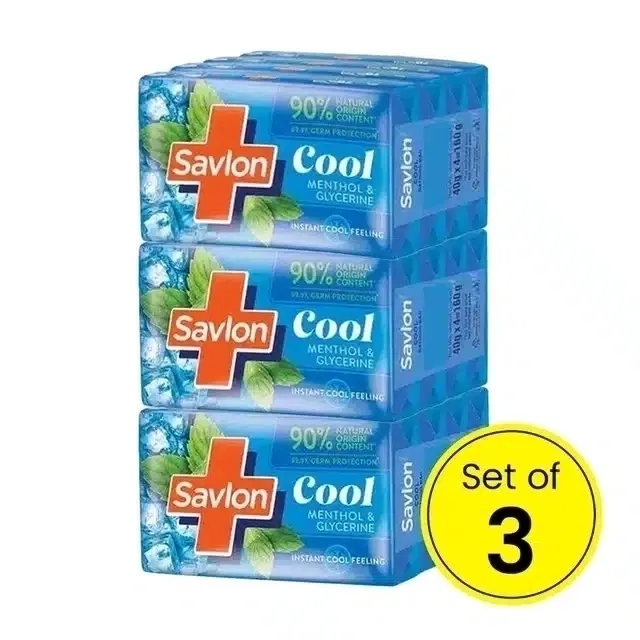 Savlon Cool Soap Menthol & Glycerin 3X(4X40 g) (Set Of 3)