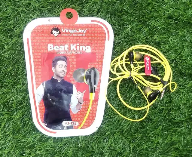 Vingajoy Vj-135 Beat King Champ Wired Earphones Yellow (Yellow)
