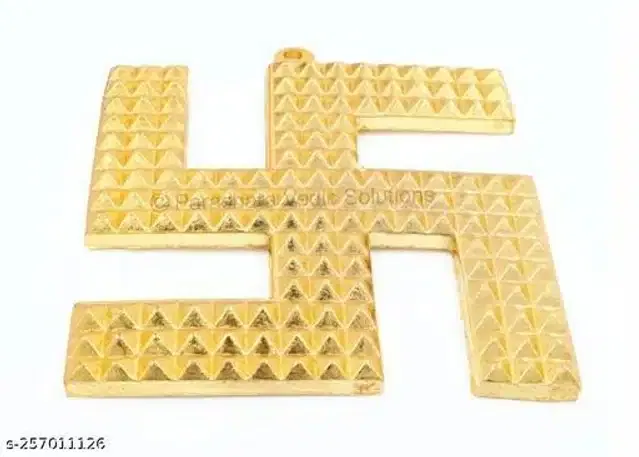 Metal Swastika Wall Hanging (Gold)