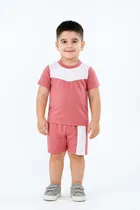 Solid Cotton Blend Top & Bottom Set for Boys 