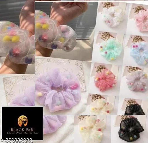 Pure Net Scrunchies for Women, Pack of 12 (Multicolor)