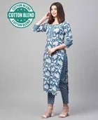 Cotton Floral Print Women's Kurta with Pant Set 