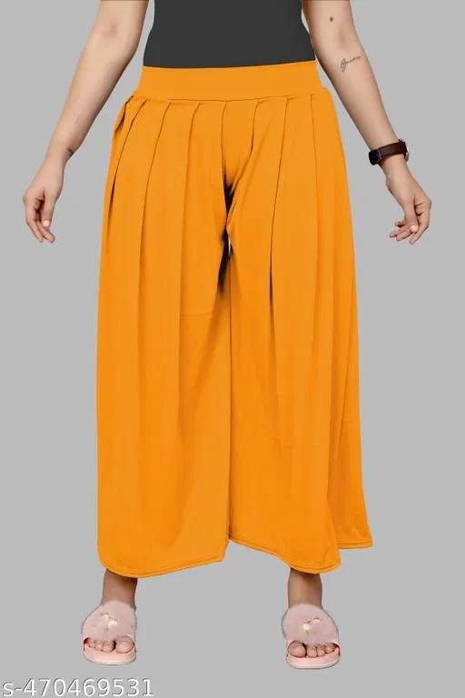 Palazzos for Women (Yellow, XL)
