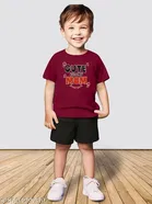 Cotton Blend Printed Clothing Set for Boys, Maroon & Black, Pack Of 2 