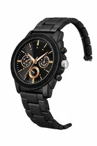 Black Chronograph Dial with Rubber Strap Analog Watch for Men, Black