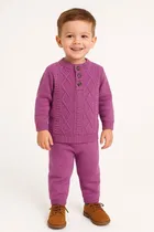 Woolen Self Design Clothing Set for Boys, Purple 