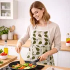 Leaf Printed Cooking Aprons with Pocket  & Adjustable Neck Strap Oil & Stain Resistant
